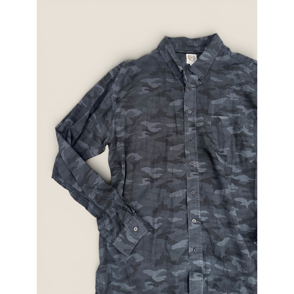 Cinch Mens XXL Camouflage Long Sleeve Button Down Shirt Grey Black Cotton - Picture 2 of 5